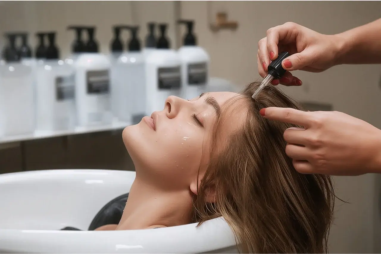 Woman hair spa and scalp therapy